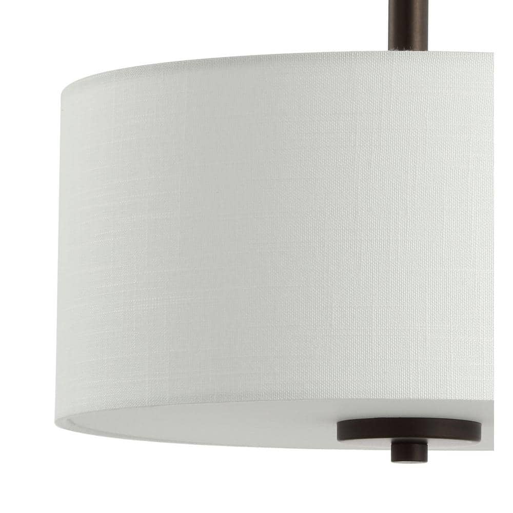 Elegant 15" Drum Linen Shade LED Semi-Flush Mount in Oil Rubbed Bronze