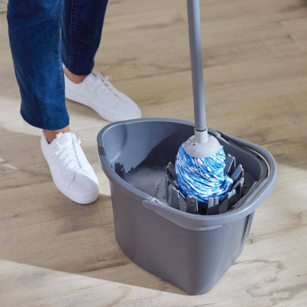 Blue and White Microfiber Braided Loop String Wet Mop Head