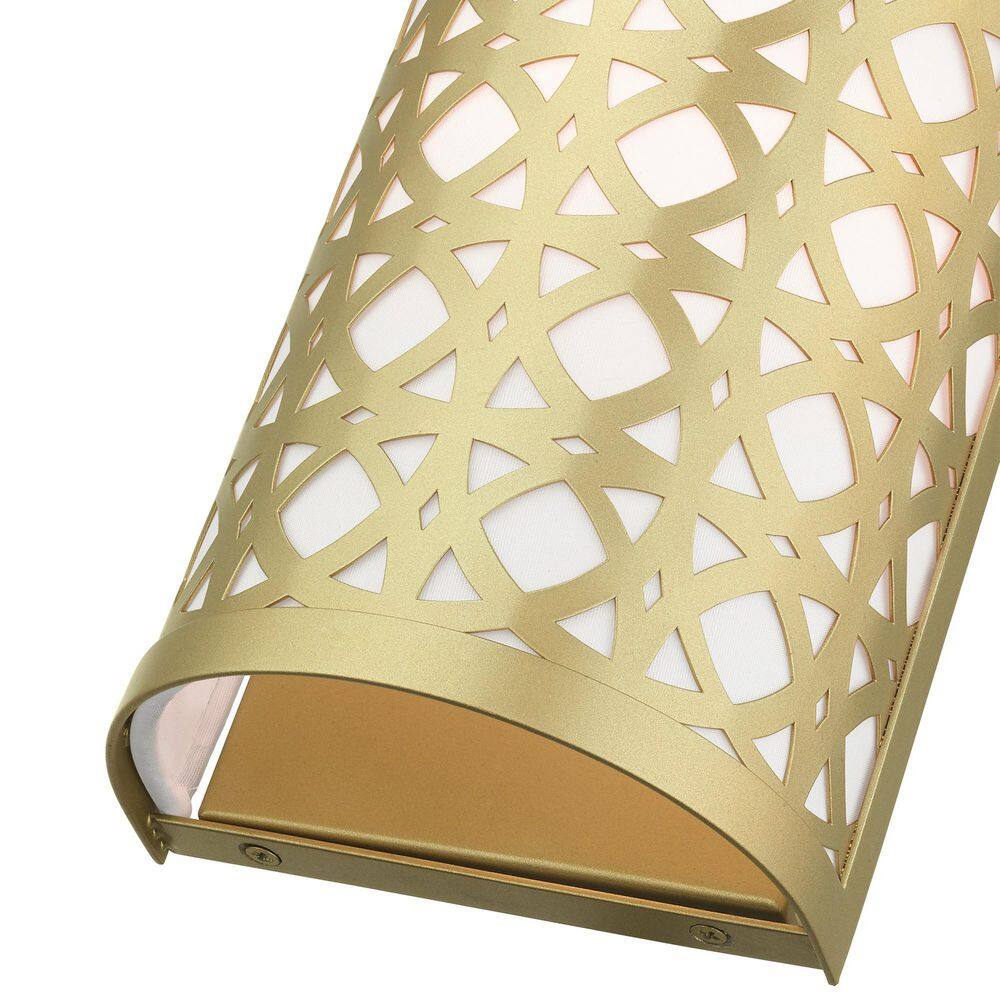Soft Gold Steel Cylinder Wall Mount Sconce with Latticework