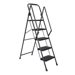 Folding Step Stool, 5 ft. 5 Step Steel Step Ladder (12 ft. Reach Height), 500 lb. Load Capacity Type IAA Duty Rating