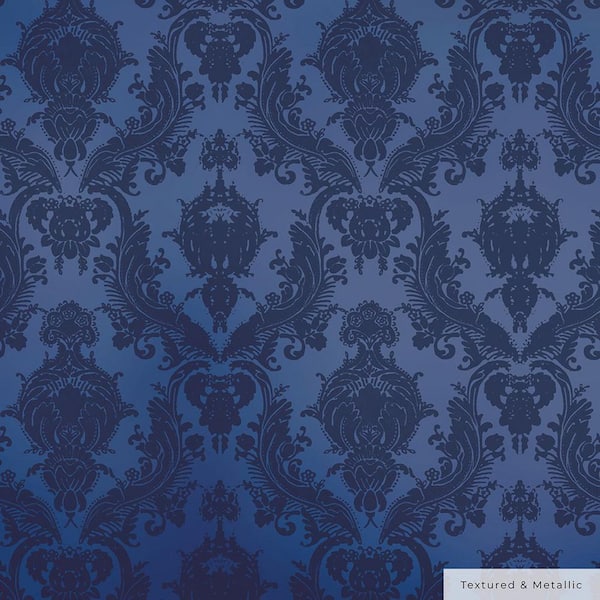 Metallic Sapphire Damsel Vinyl Peel and Stick Textured Wallpaper Roll (Covers 56 sq. ft.)
