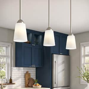 Malone 60-Watt 1-Light Brushed Nickel Mini-Pendant with Frosted Glass Shade