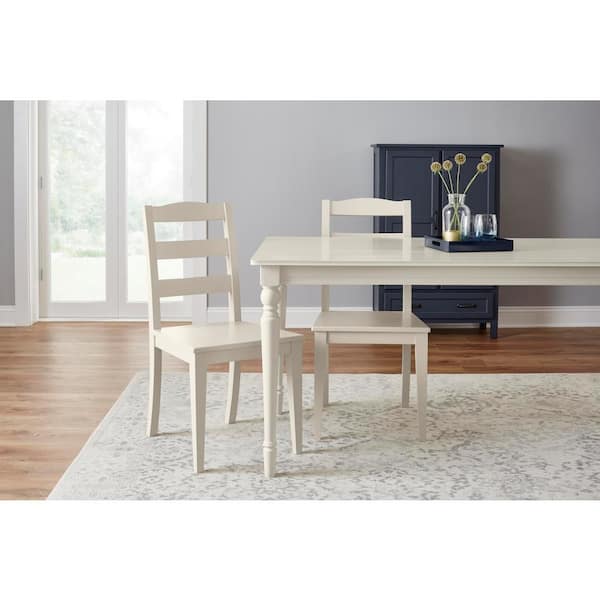 StyleWell Ivory Wood Dining Chair with Ladder Back (Set of 2)