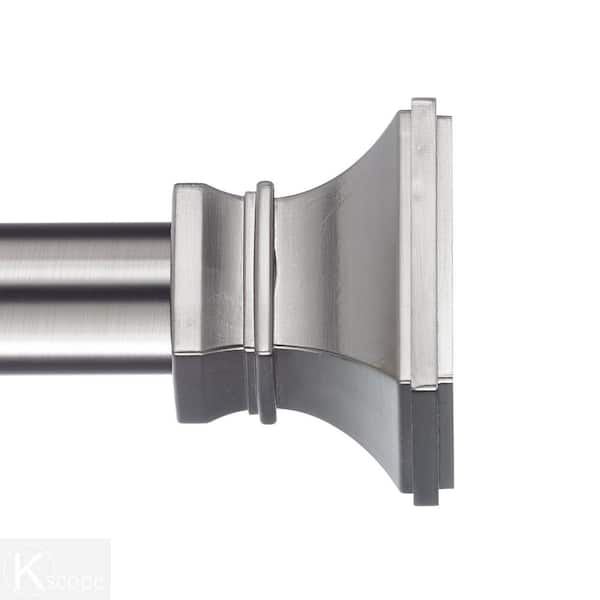 48 - 84 in. Telescoping Single Curtain Rod Kit in Antique Silver with Versailles Finials