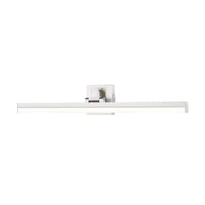 Liam 32 in. 2-Light Brushed Nickel Integrated LED Vanity Light with Frosted Plastic Shade