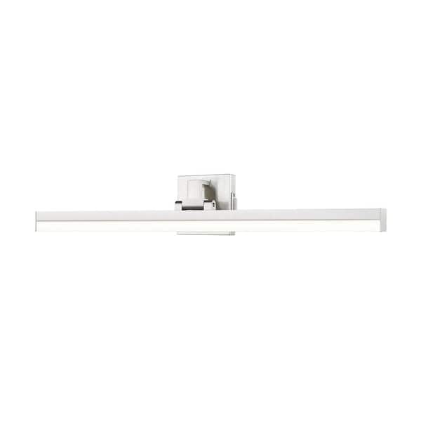 Unbranded Liam 32 in. 2-Light Brushed Nickel Integrated LED Vanity Light with Frosted Plastic Shade
