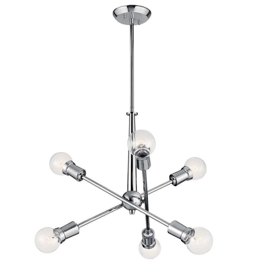 Mini Sputnik 20" Chrome Chandelier with White Ambient Light