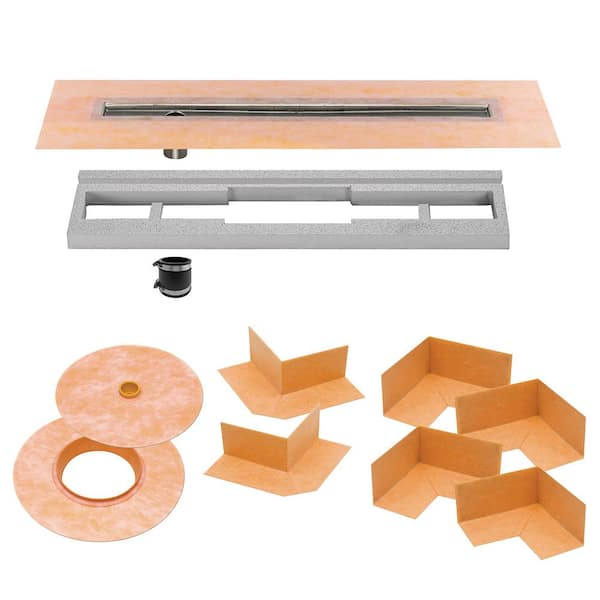 Schluter Kerdi-Line 39-3/8 in. Stainless Steel Channel Body Off-Set Outlet