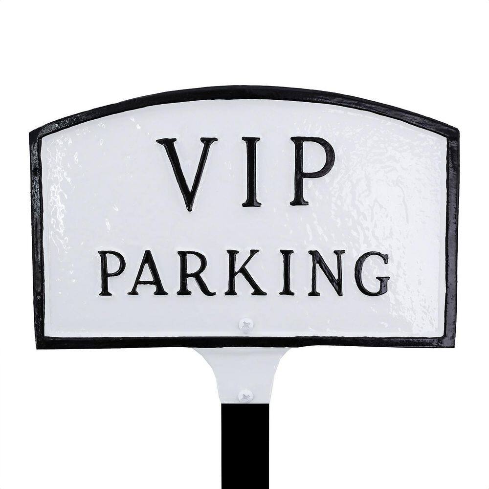 "5.5"" x 9"" Small Arch VIP Parking Statement Plaque Sign with Lawn Stake - White/Black" product image for price tracking