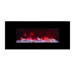 50 in. 1500W Wall-Mount Fireplace in Black with Multicolor Flame