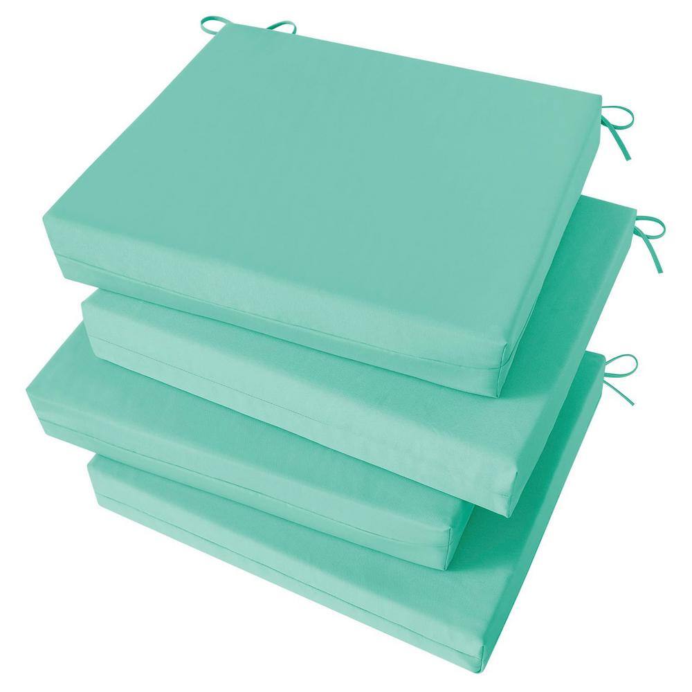 Blue Rectangular Foam Outdoor Chair Cushions Set of 4