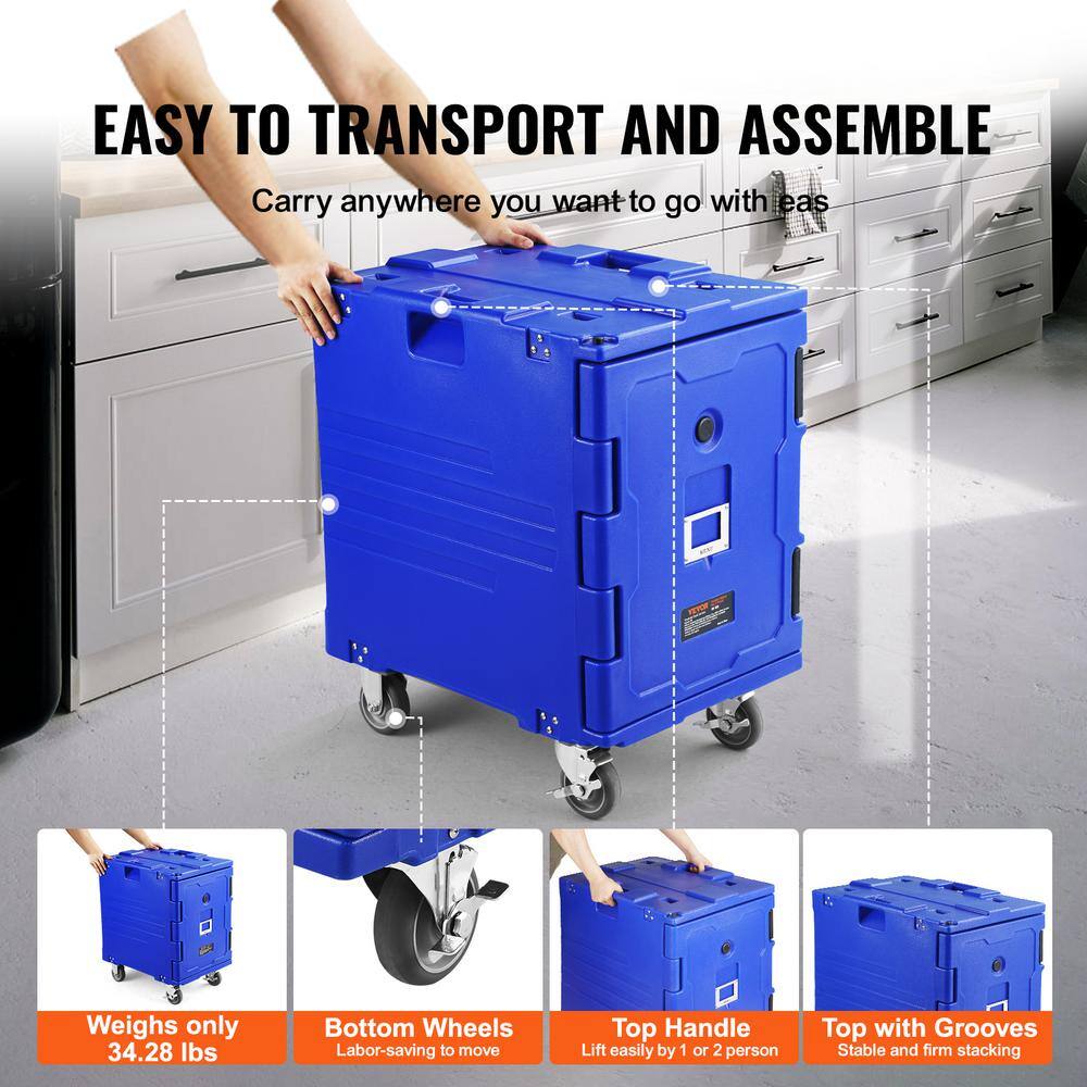 Blue 95 Qt Insulated Food Pan Carrier with Wheels