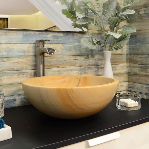 Unique fossil marble round sink 