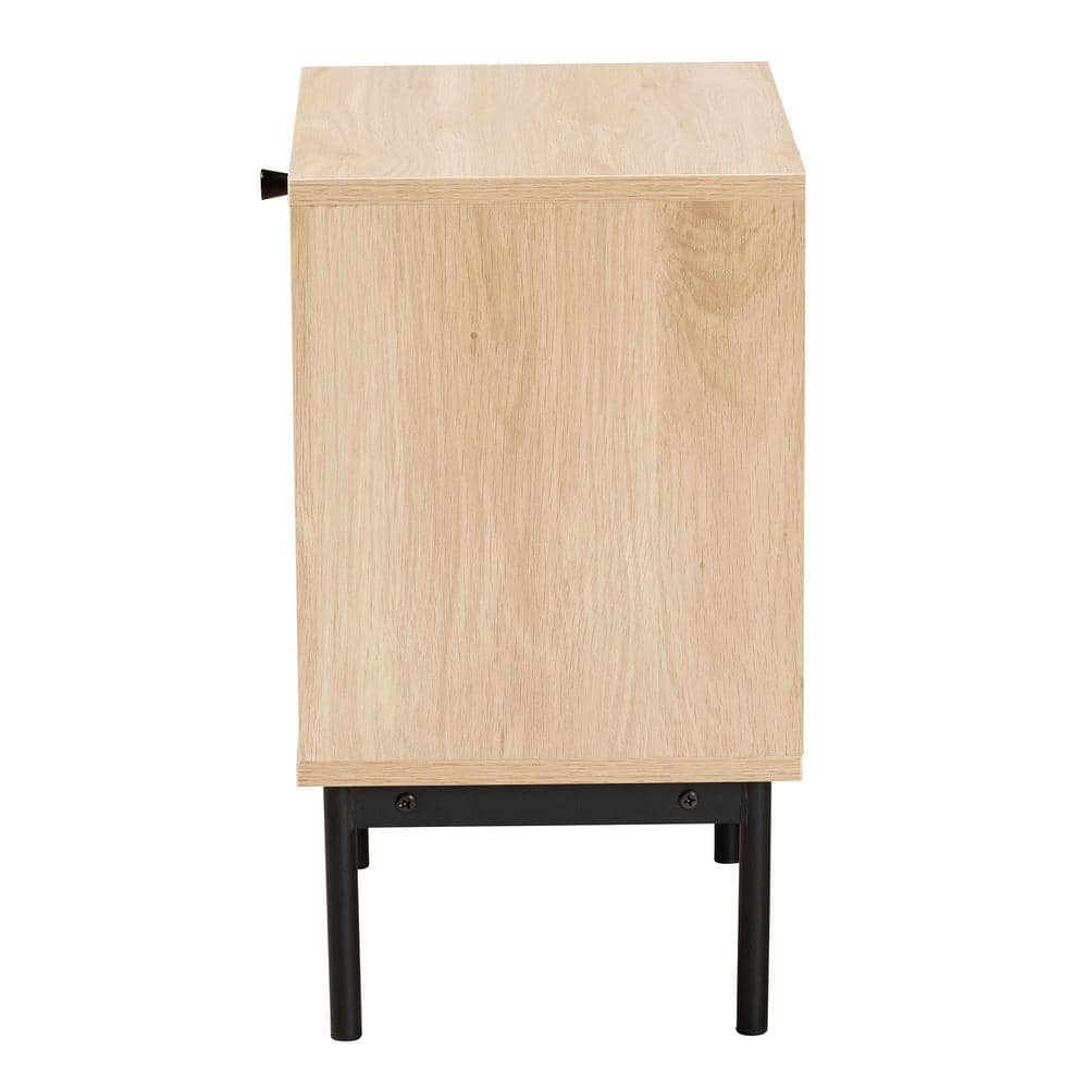 Sherwin Light Brown and Black Wood and Metal Accent Table with Storage