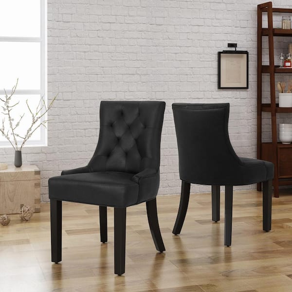 Noble House Joni Black and Gray Upholstered Dining Armchair (Set of 2)  106530 - The Home Depot