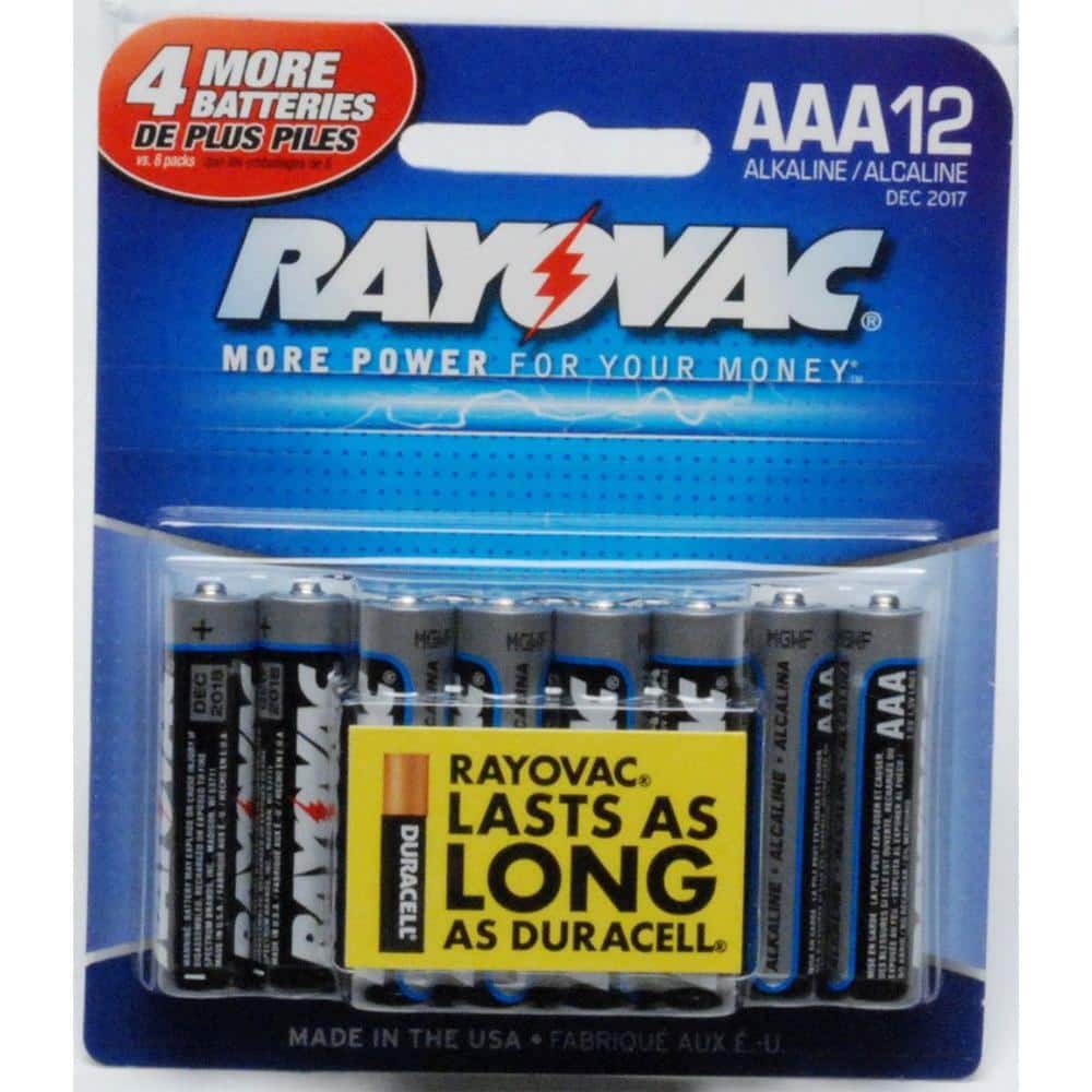 Rayovac Alkaline AAASize 1.5Volt Batteries (12Pack) 82412TP30D