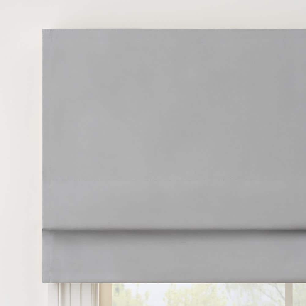 Gray Faux Silk Cordless Blackout Roman Shade 36" x 64"