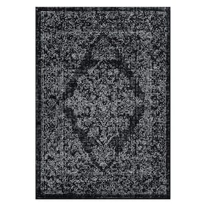 Vintage Distressed Black 7 ft. 10 in. x 10 ft. Area Rug