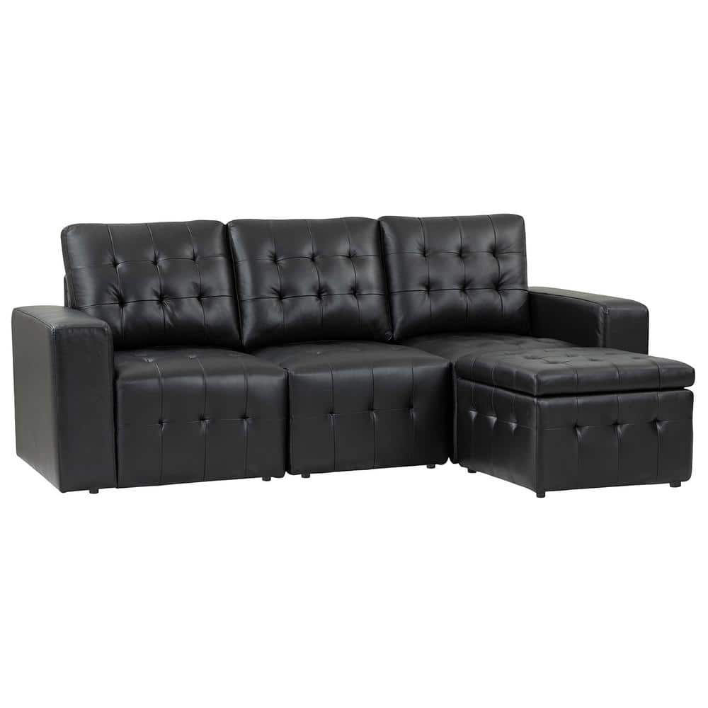 Jayden Creation Nuria 87 in. Wide Brown Leather Sofa with Removable Back Cushions