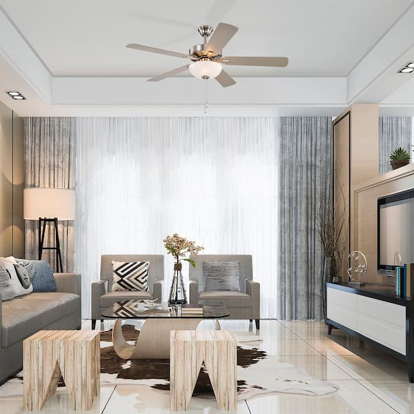 Edvivi 52 in. Indoor Brushed Nickel 5-Blade Modern