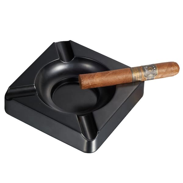 Visol Heavyweight 6.25 in. Metal Cigar Ashtray with 4-Cigars, Black Matte  VASH409BK - The Home Depot