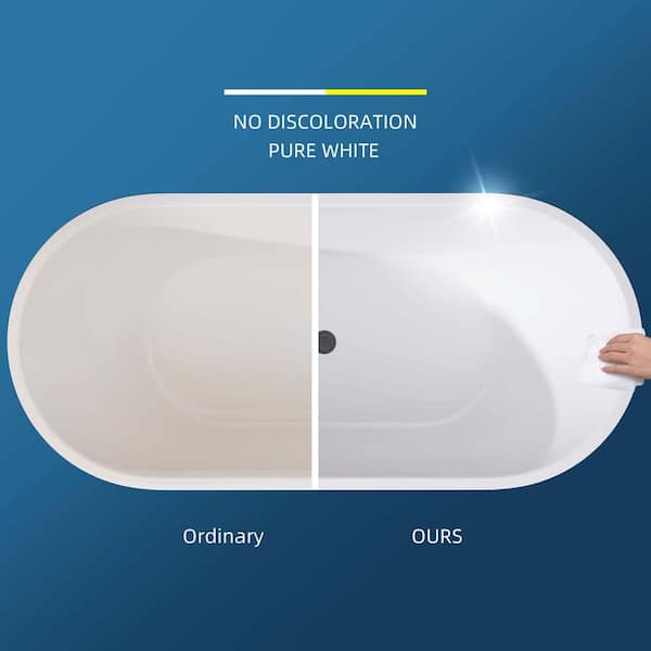 Baily 59 in. Acrylic Oval Slipper Flatbottom Freestanding Bathtub in Glossy White