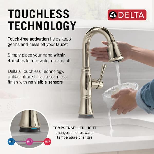 Cassidy Touch2O with Touchless Technology Single Handle Bar Faucet in Lumicoat Polished Nickel