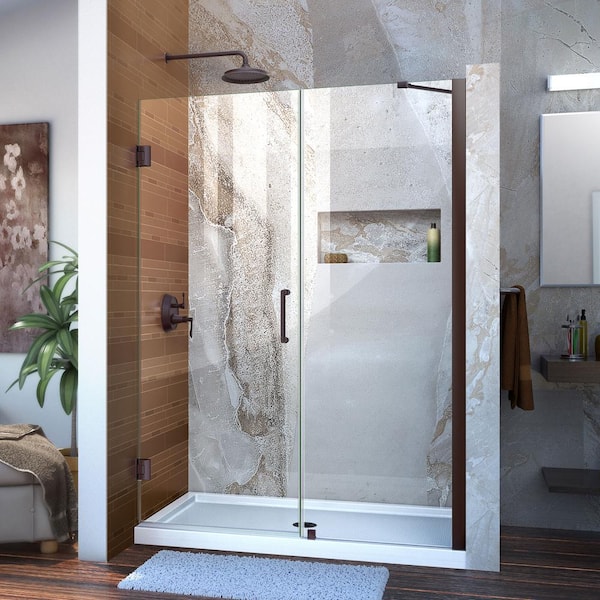 DreamLine Unidoor 52 to 53 in. x 72 in. Frameless Hinged Shower Door in Oil Rubbed Bronze