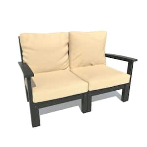 Bespoke 1-Piece Plastic Outdoor Deep Seating Loveseat with Driftwood Cushions