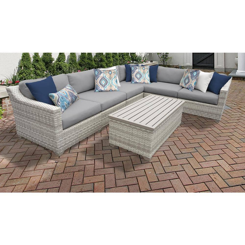 TK CLASSICS Fairmont 7Piece Wicker Outdoor Sectional Seating Group