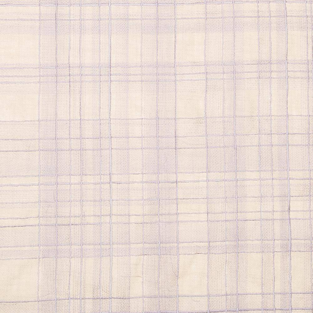 Ivory and Lilac Hand-Woven Cotton Blend Throw Pillow