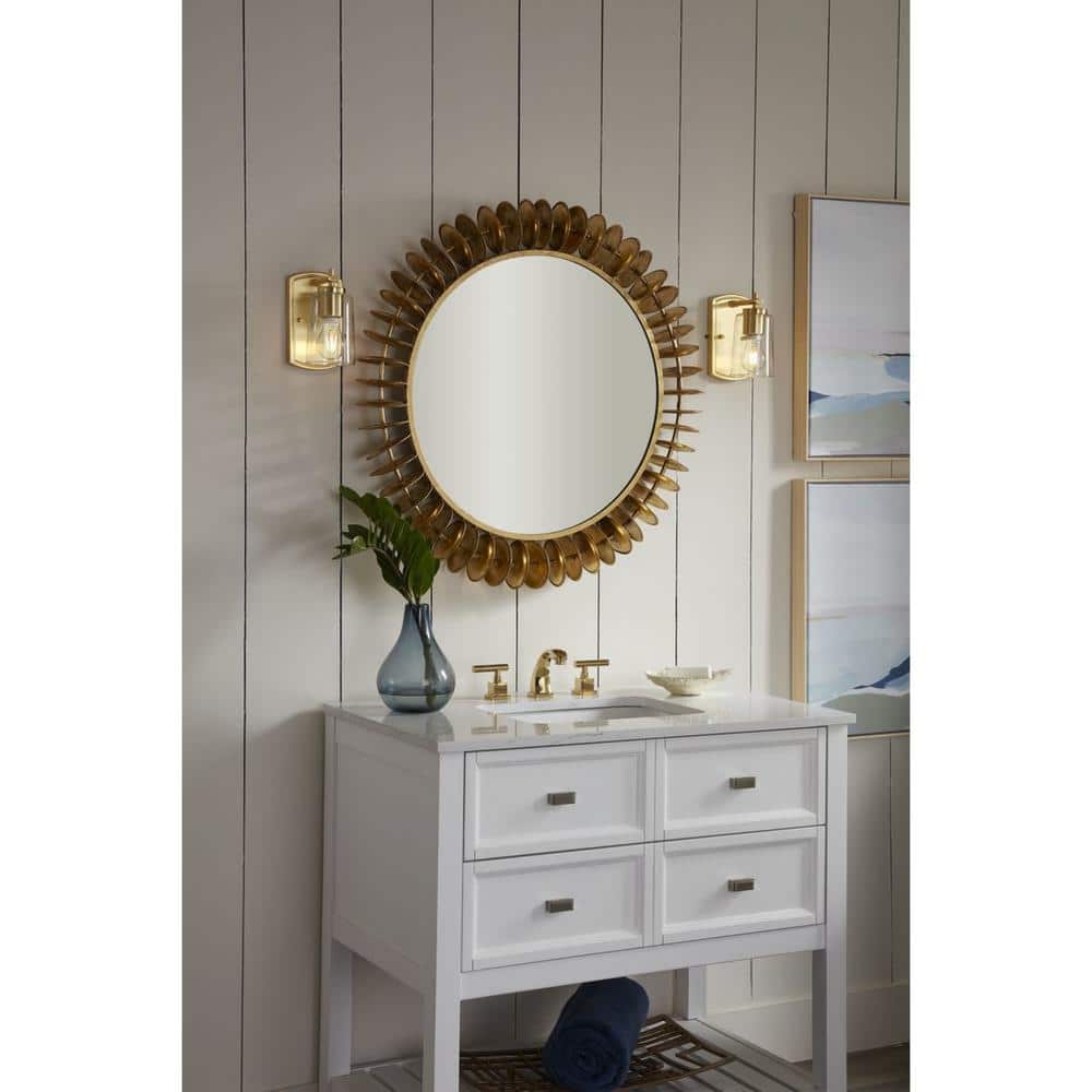 Adley Satin Brass Wall Light with Clear Glass Shade