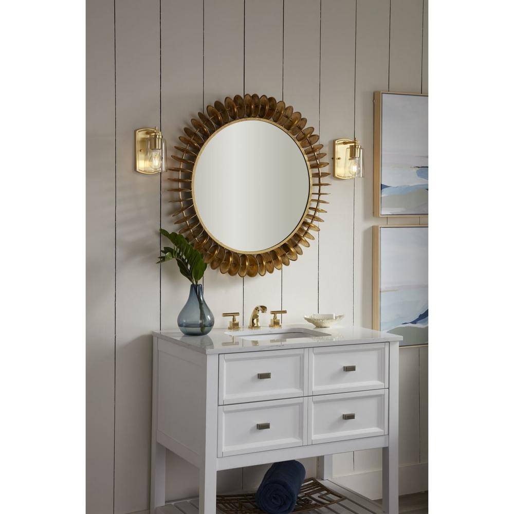 Adley Satin Brass Wall Light with Clear Glass Shade