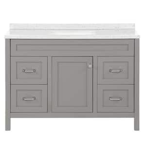 Maywell 49 in. W x 19 in. D x 38 in. H Single Sink  Bath Vanity in Sterling Gray with Silver Ash Solid Surface Top
