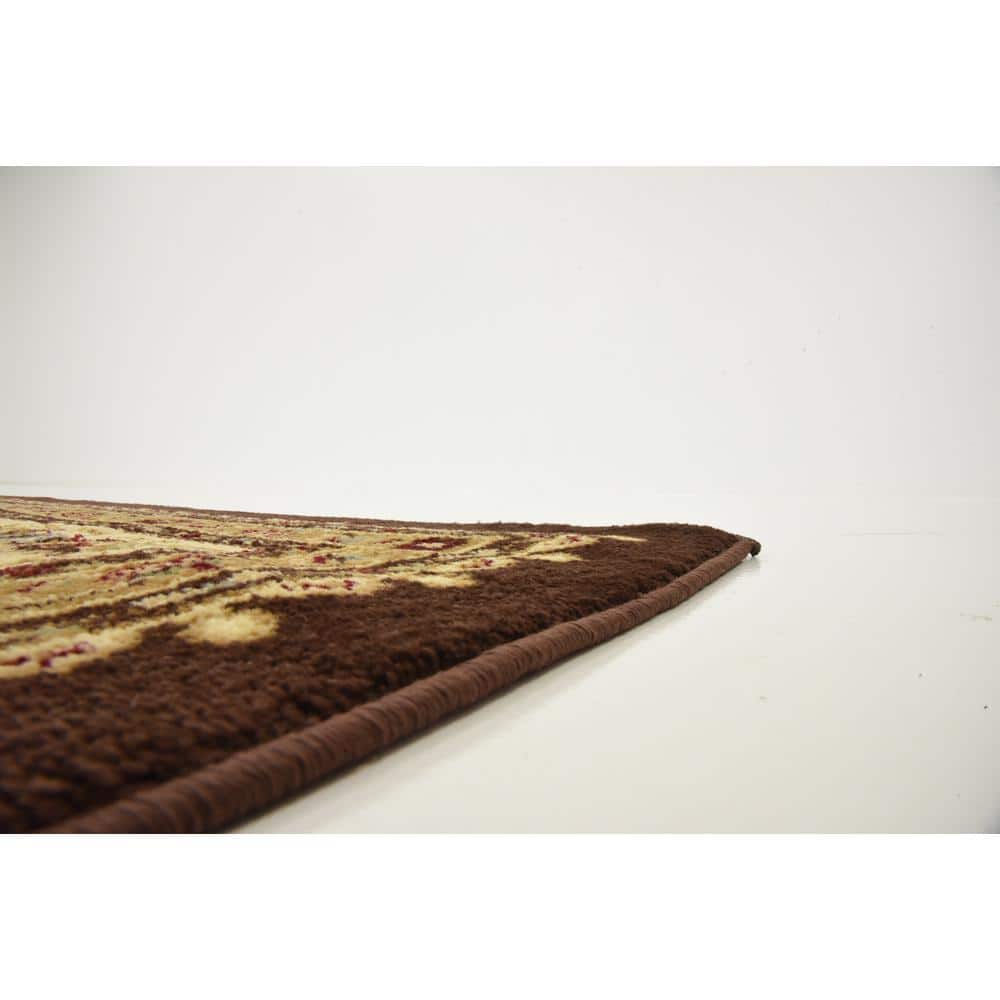 Brown and Ivory Floral Rectangular Synthetic Area Rug, 9' x 12'