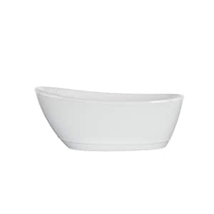 Johanna 59 in. x 30 in. Acrylic Flatbottom Freestanding Soaking Bathtub in White