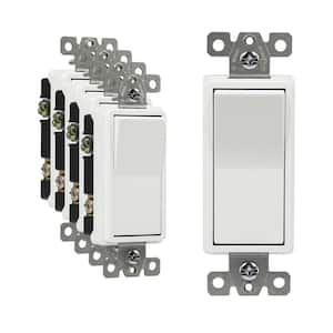 Decorator Rocker Light Switch, Single Pole 3-Way, 20A, White (5-Pack)