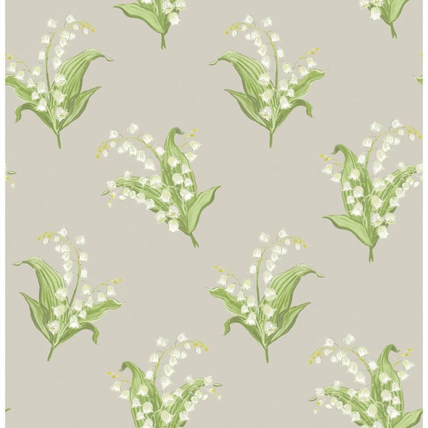 A-Street Prints Farmington Stone Lily of the Valley Paper Non-Pasted Paper Wallpaper