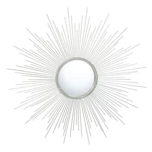 Emme Sunburst 30 in. X 30 in. Silver Framed Mirror