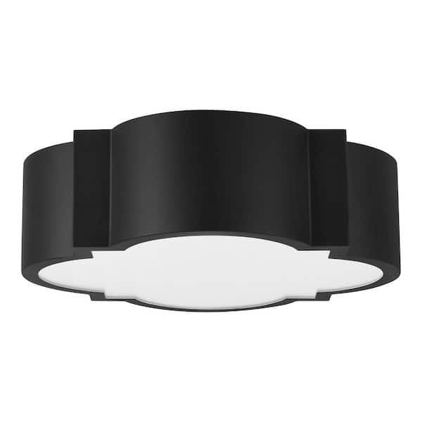 Sarina 15 in. Matte Black 5 CCT Selectable LED Flush Mount with Frosted Acrylic Panel