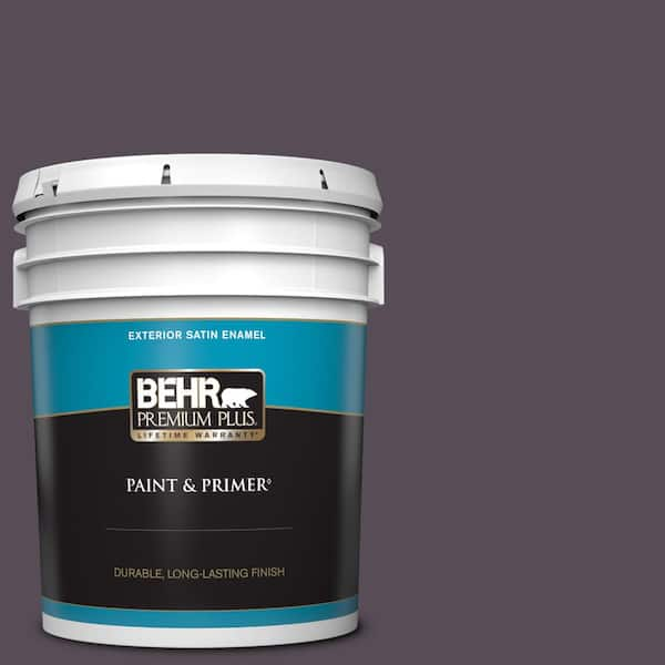 BEHR PREMIUM PLUS 5 gal. #670F-7 Blackberry Wine Satin Enamel Exterior Paint & Primer