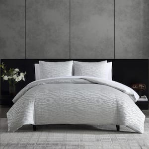 Illusion 3-Piece Gray Plain Weave King Comforter-Sham Set
