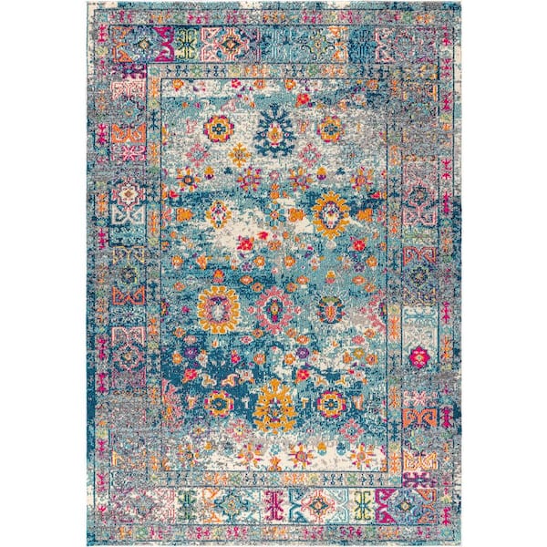 Bohemian Flair Boho Vintage Faded Navy/Cream 5 ft. x 8 ft. Area Rug