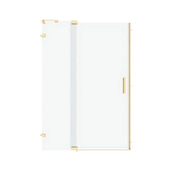 44-48 in. W x 70 in. H Frameless Pivot Shower Door in Brushed Gold with 5/16 in. Clear Glass