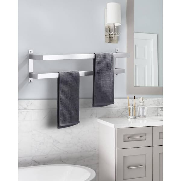32 in. Wall Mounted Double Towel Bar in Brushed Nickel