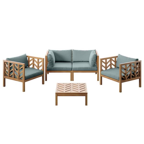 TK CLASSICS 5-Piece Acacia Outdoor Conversation Set with Spa Cushions