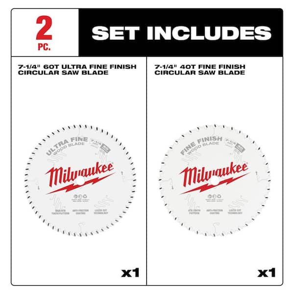 7-1/4 in. x 60-Tooth Ultra Fine Finish Circular Saw Blade with 7-1/4 in. x 40-Tooth Finish Circular Saw Blade (2-Piece)