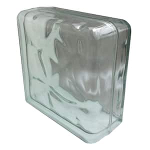Nubio 4 in. Thick Series 8 x 8 x 4 in. Double End (1-Pack) Wave Pattern Glass Block (Actual 7.75 x 7.75 x 3.88 in.)