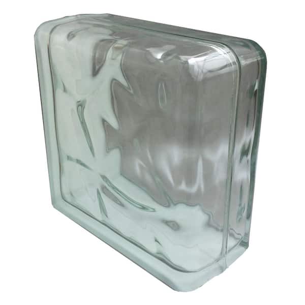Seves Nubio 4 in. Thick Series 8 x 8 x 4 in. Double End (1-Pack) Wave Pattern Glass Block (Actual 7.75 x 7.75 x 3.88 in.)