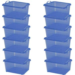 55 Qt. Blue Stackable Closet and Storage Box Containers (12-Pack)